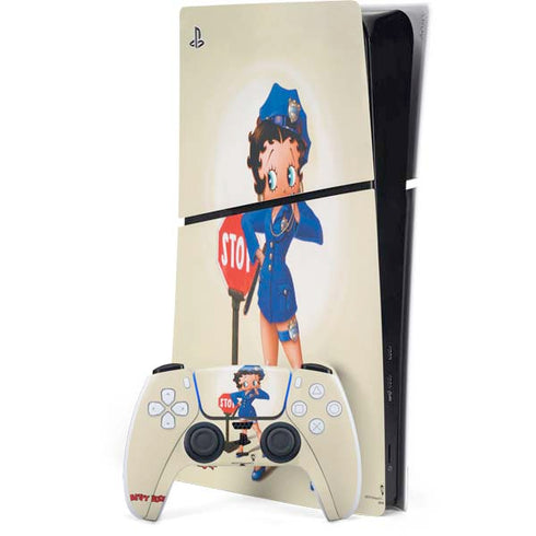 Betty Boop The Police Officer PS5 Slim Digital Edition Console Skin